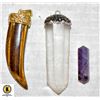 Image 1 : ESTATE CRYSTAL, TIGERS EYE,& AMETHYST PENDANTS