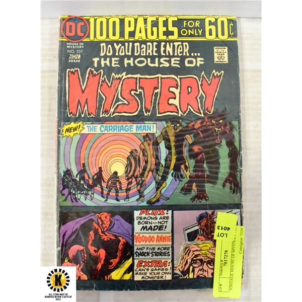 VINTAGE HOUSE OF MYSTERY #227