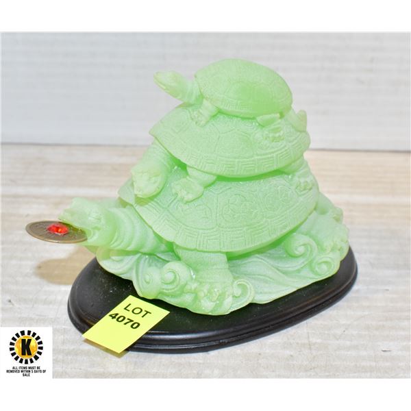 FENG SHUI 3 TIER TURTLE IN JADEITE WITH COIN