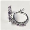 Image 1 : BZ1215-86 SILVER CREATED ALEXANDRITE HOOP EARRINGS