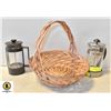 BASKET W/ 2 COFFEE PRESSES