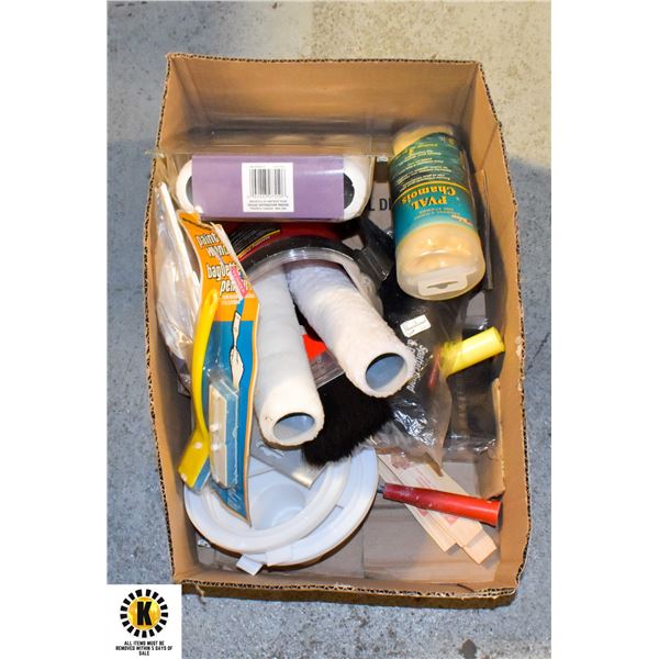 BOX OF PAINTING SUPPLIES
