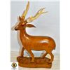 Image 1 : WOODEN DEER STATUE -ONE PART OF LEFT ANTLER BROKEN