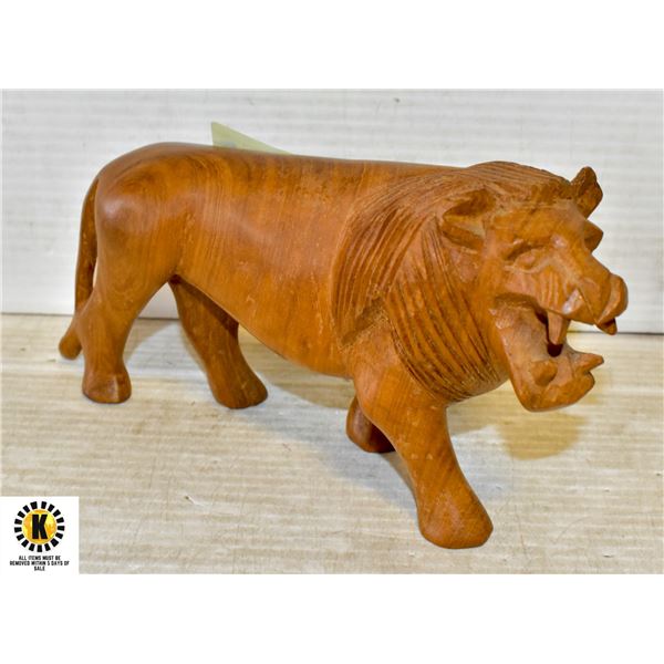 CARVED WOODEN LION