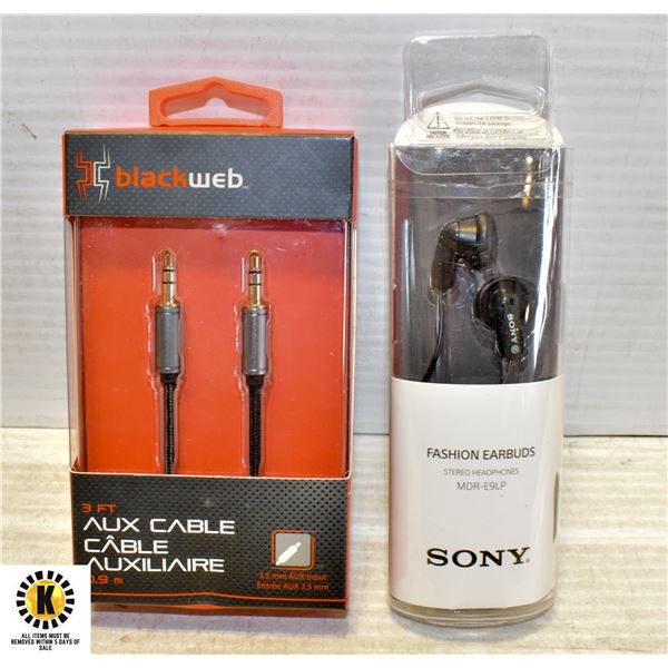 SONY EAR BUDS PLUS AUX CABLE