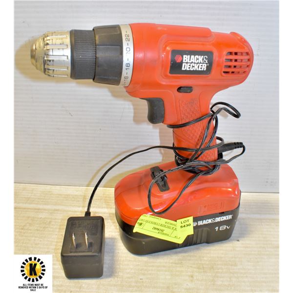 BLACK & DECKER CORDLESS DRILL WITH CHARGER