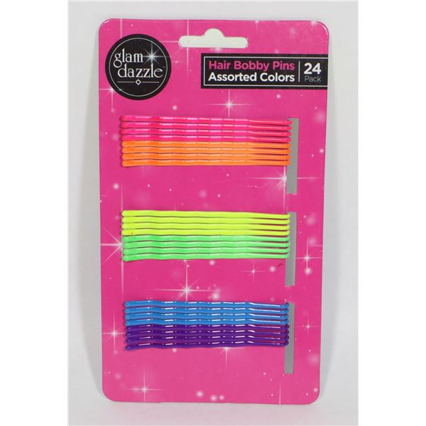 NEW NEON COLORED BOBBY PINS 24PC