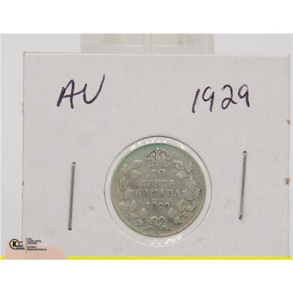 1929 CANADIAN SILVER TEN CENT