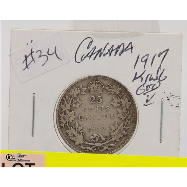 1917 CANADIAN SILVER QUARTER