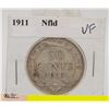Image 1 : 1911 NEWFOUNDLAND SILVER HALF DOLLAR