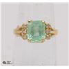 Image 1 : 10 KT YELLOW GOLD AND EMERALD RING SZ 6