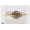 Image 1 : 14KT YELLOW GOLD PINKISH BROWN DIAMOND RING SZ 6.5