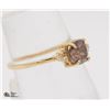 Image 2 : 14KT YELLOW GOLD PINKISH BROWN DIAMOND RING SZ 6.5