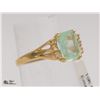 Image 2 : 10 KT YELLOW GOLD EMERALD AND DIAMOND RING SZ 6