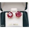 Image 1 : BZ1140-4 14K NATURAL RUBY-GLASS EARRINGS