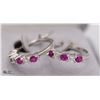 Image 1 : BZ1140-16 SILVER CREATED RUBY HOOP EARRINGS