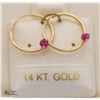 Image 1 : BZ1140-45 14K RUBY HOOP(0.18CT) EARRINGS
