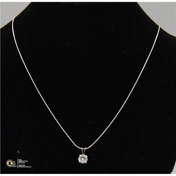 BZ1140-34 SILVER CZ 16  NECKLACE