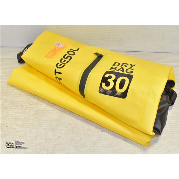 NEW UNBOXED ARTEESOL 30L DRY BAG, YELLOW