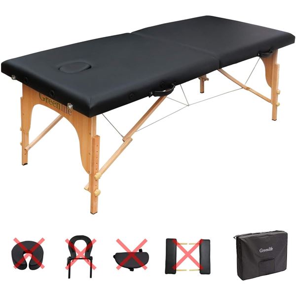 NEW GREENLIFE PORTABLE MASSAGE TABLE, BLACK