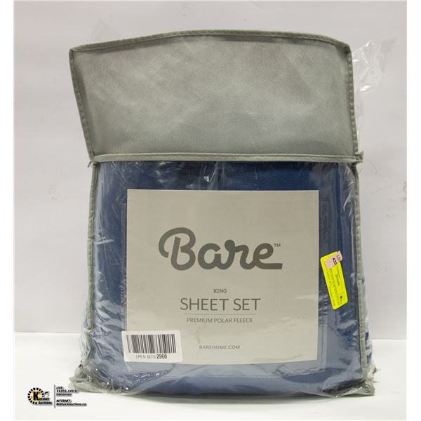 NEW OPEN BOX BARE KING POLAR FLEECE SHEET SET -