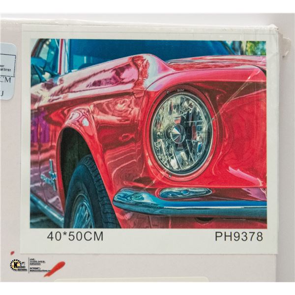 NEW DIY PAINT BY NUMBERS 50CM X 40CM RED CAR