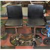 Image 1 : LEATHER/CHROME VINTAGE BAR STOOLS- SET OF 2