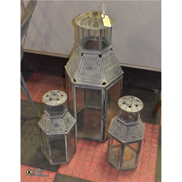 SET OF 3 LANTERNS 29" X17"