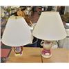 Image 1 : 2 VINTAGE CERAMIC LAMPS WITH SHADES
