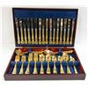 Image 1 : VINTAGE 75 PC. WALLACE GOLD PLATED CUTLERY SET