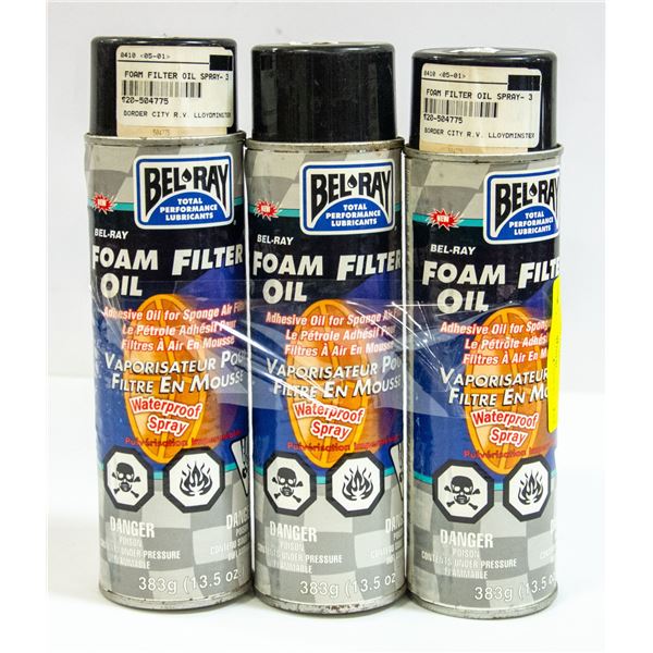 3 CANS OF FOAM FILTER OIL