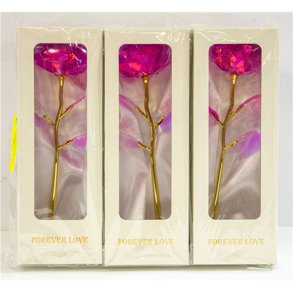 LOT OF 3 FOREVER LOVE 24K GOLD PLATED ARTIFICIAL