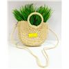 WALL HANGING WICKER BASKET WITH GRASS DECOR