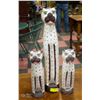 Image 1 : LOT OF 3 WOODEN CAT STATUES