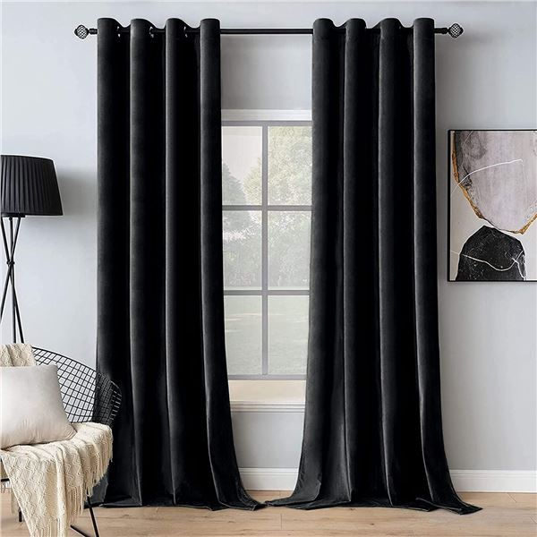 NEW MIULEE BLACK VELVET HALLOWEEN BLACKOUT CURTAIN