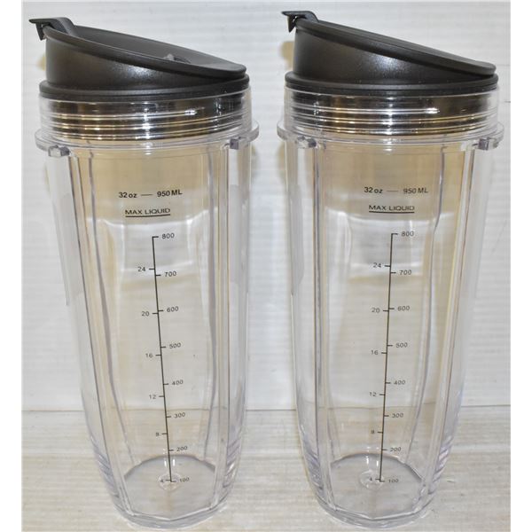 PAIR OF NEW 32 OZ PLASTIC TRAVEL LIDDED CUPS