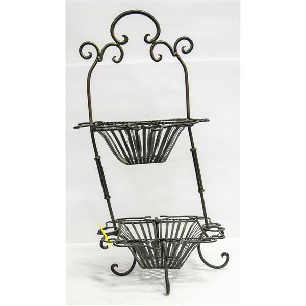 VINTAGE WROUGHT IRON 2 LEVEL STAND