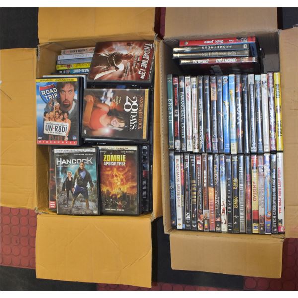 2 BOXES WITH APPROX 175 DVDS