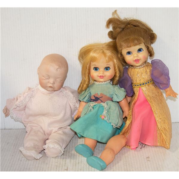 3 VINTAGE DOLLS