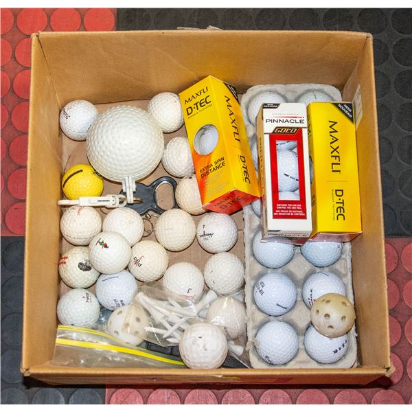 BOX OF NEW AND RECLAIMED GOLF BALLS