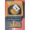 CRATE OF ELECTRICAL CABLE AND BRASS FITTINGS