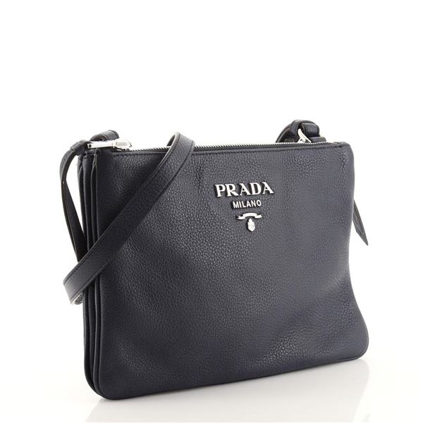Prada Double Zip Crossbody Bag Vitello Daino Small