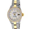 Image 8 : Rolex Ladies 2 Tone MOP Sapphire String Diamond Oyster Perpetual Datejust Wristw