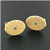 Image 6 : Vintage Tiffany & Co. 14k Gold 0.12 ctw Round Sapphire Oval Florentine Cufflinks