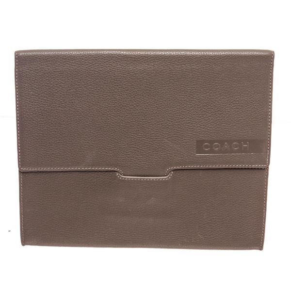 Coach Grey Pebbled Leather Tablet Sleeve