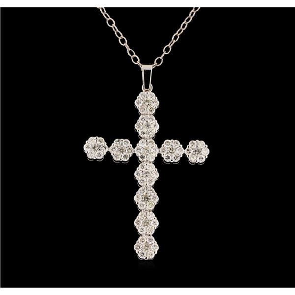 2.23 ctw Diamond Cross Pendant With Chain - 14KT White Gold