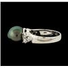 Image 3 : Pearl and Diamond Ring - 14KT White Gold