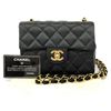 Image 1 : Chanel Black Quilted Satin Mini Square Flap Shoulder Bag