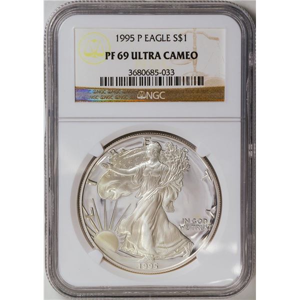 1995-P American Silver Eagle .999 Fine Silver Dollar Coin NGC PF69 Ultra Cameo