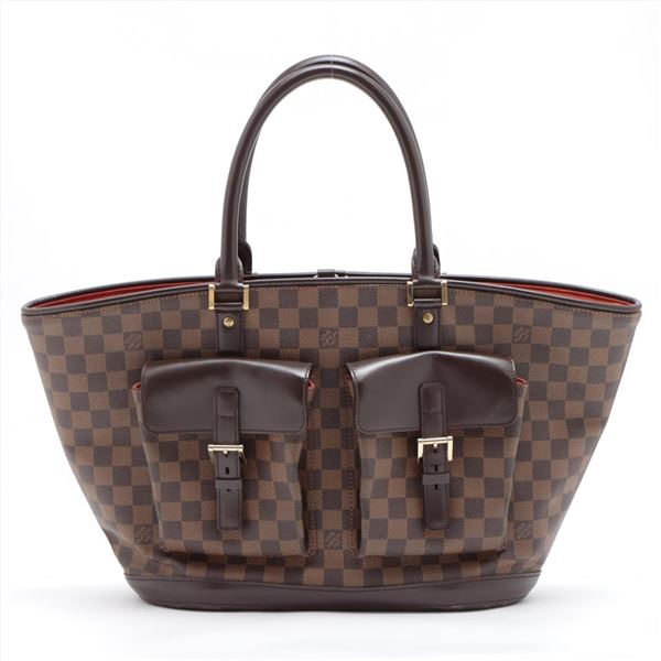 Louis Vuitton Damier Ebene Canvas Leather Manosque GM Tote Bag